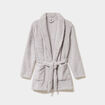 Peignoir mi-long effet polaire ceintur&eacute; gris clair femme