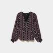 Blouse fluide en voile manches longues noir femme