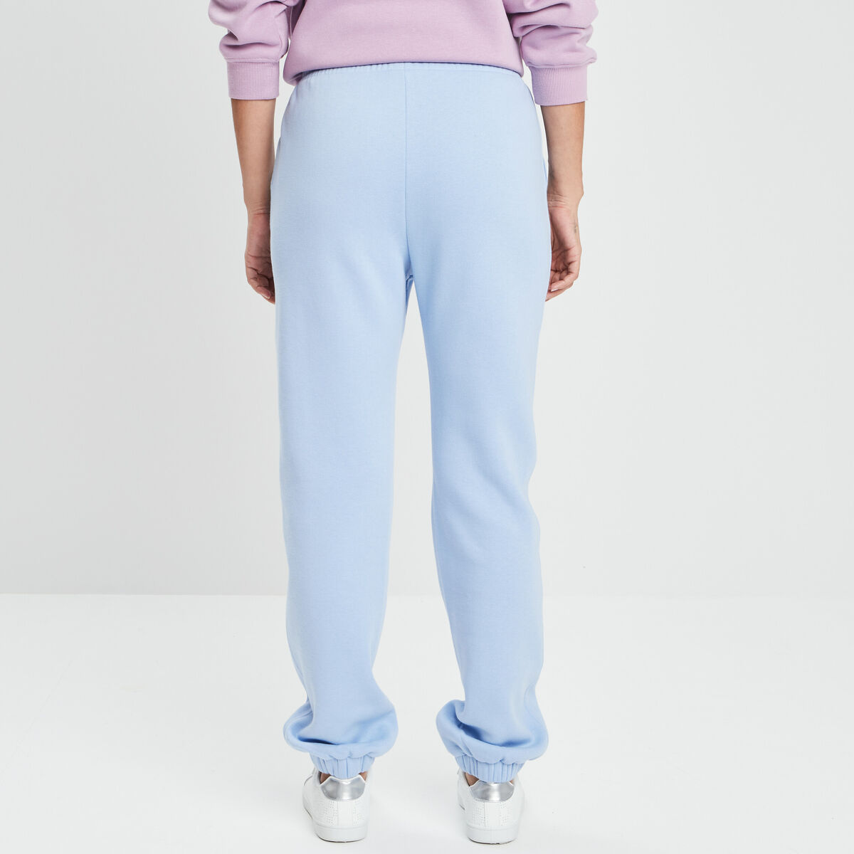 Pantalon jogging droit molleton bleu pastel femme