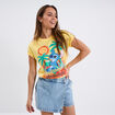 T-shirt manches courtes coton Stitch jaune femme