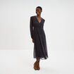 Robe longue empire manches longues bleu marine femme