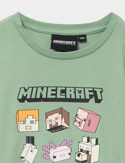 Ensemble pyjama pantalon coton Minecraft vert gar&ccedil;on