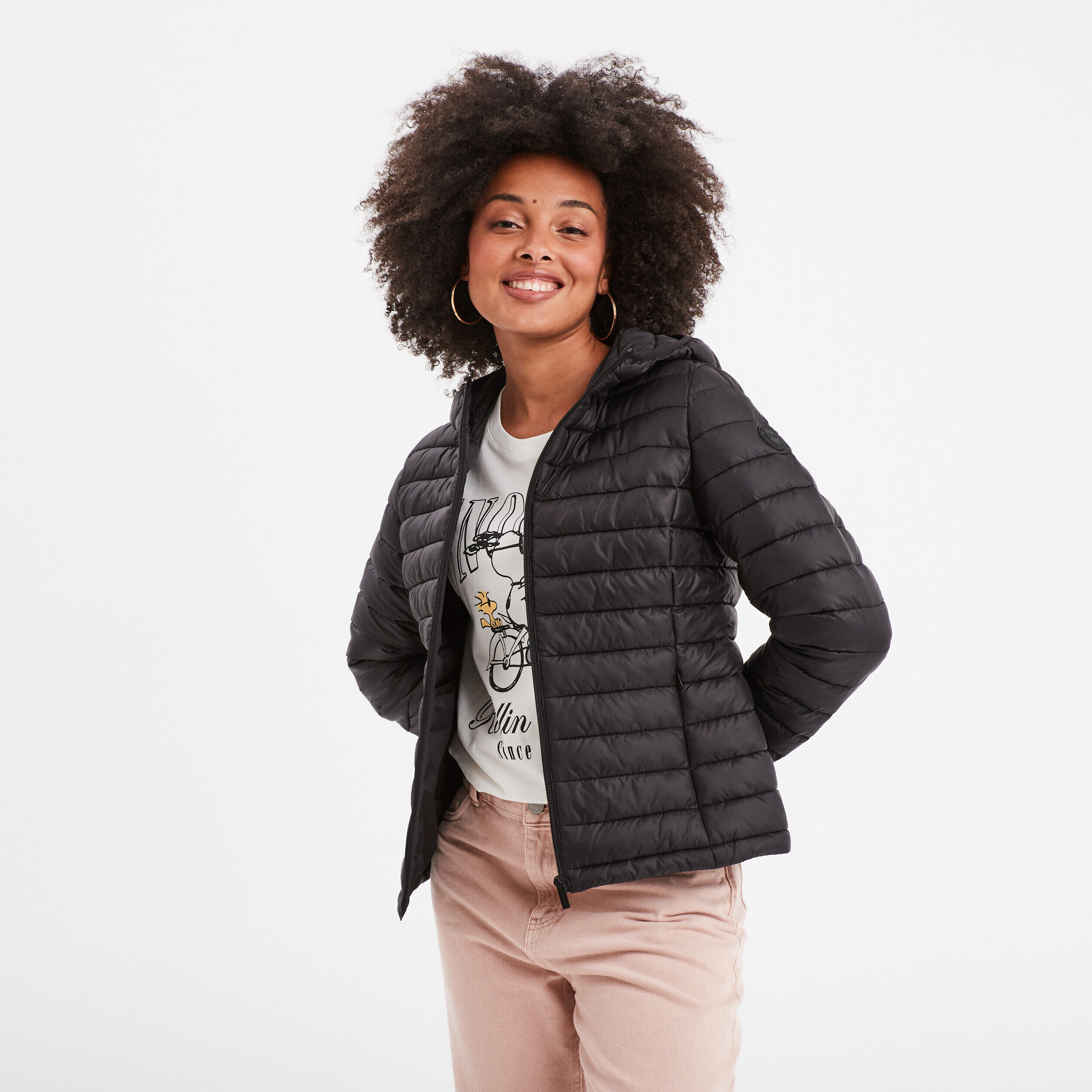 Doudoune légère déperlante à capuche noir femme CREEKS