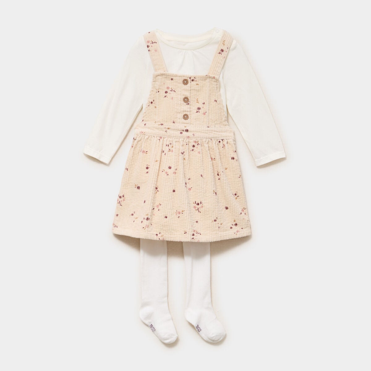 Ensemble 3 pi&egrave;ces avec robe velours ficelle b&eacute;b&eacute; fille