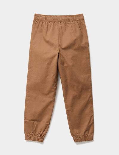 Pantalon battle taille élastiquée coton marron garçon