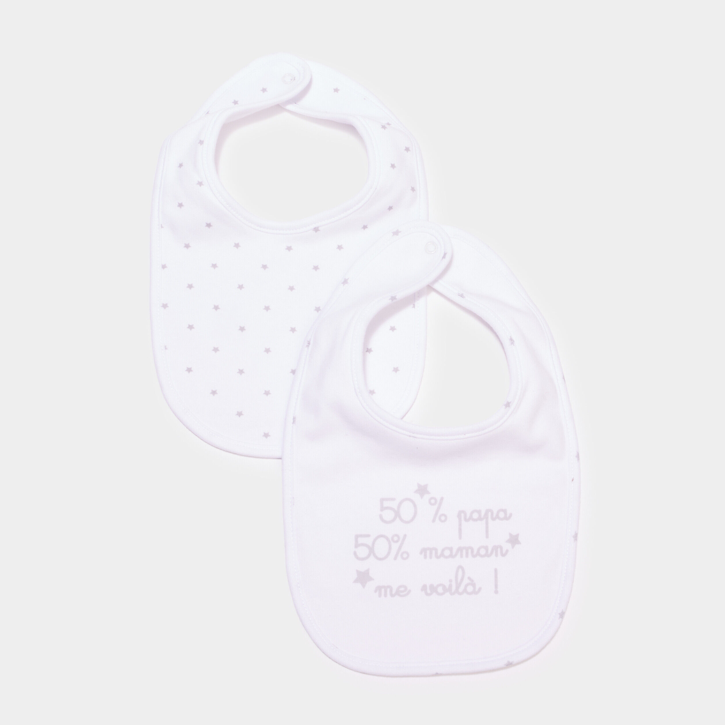 Lot 2 bavoirs coton blanc bébé