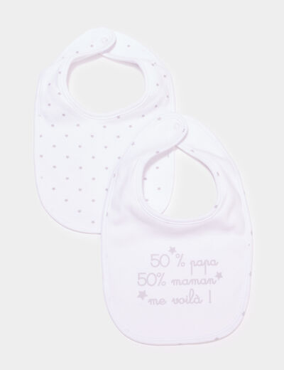 Lot 2 bavoirs coton blanc bébé