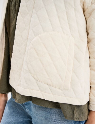 Veste esprit kimono matelassée en jersey blanc femme