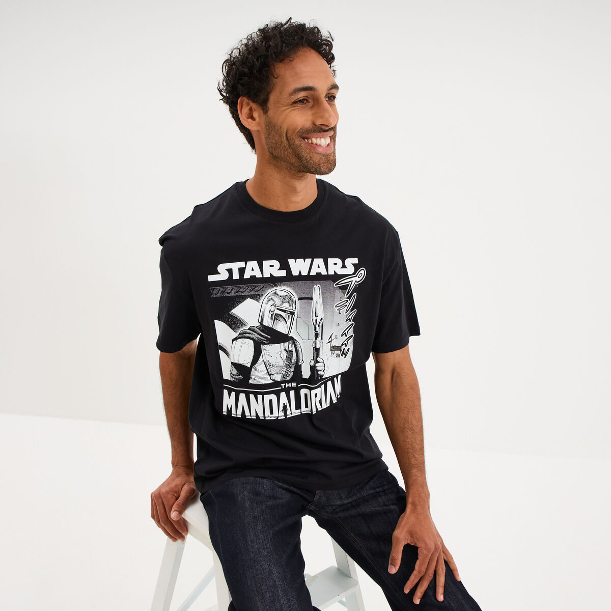 T-shirt coton Star Wars Mandalorian noir homme