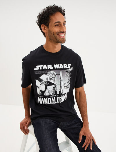T-shirt coton Star Wars Mandalorian noir homme