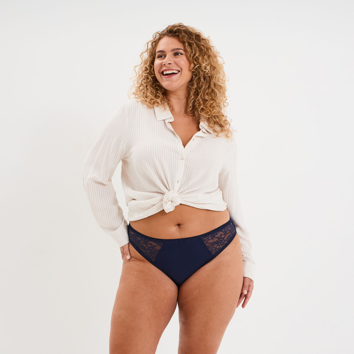 Culotte coton majoritaire bleu marine femme grande taille