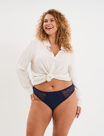 Culotte coton majoritaire bleu marine femme grande taille
