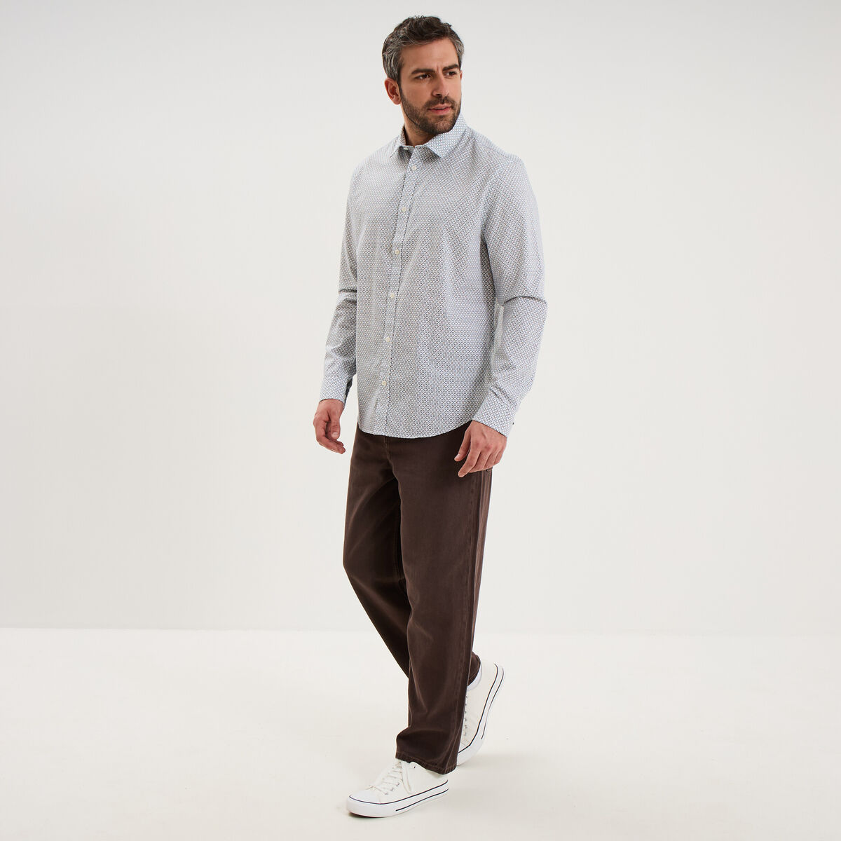 Jean large baggy 5 poches marron fonc&eacute; homme