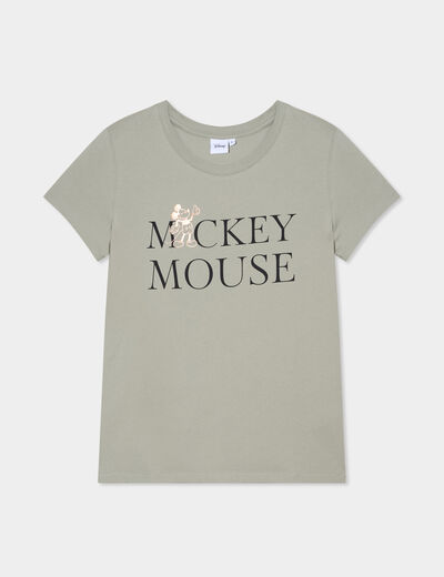 T-shirt manches courtes Mickey Mouse vert kaki femme