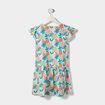 Robe courte évasée à volants bleu turquoise fille