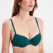 Soutien-gorge corbeille paddé dentelle vert foncé femme