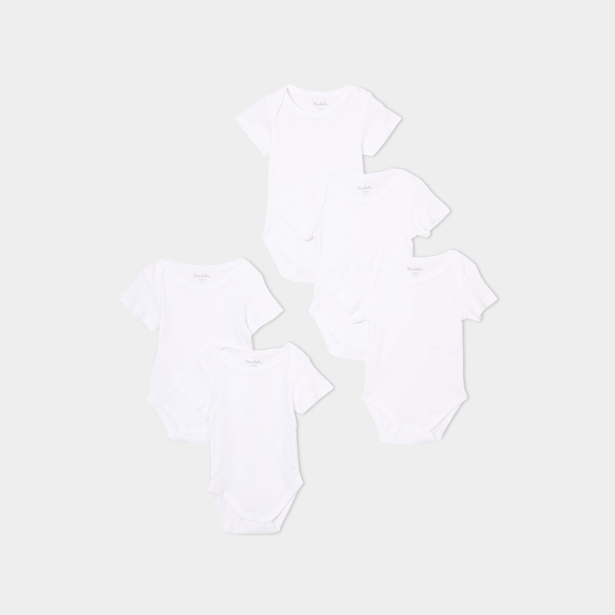 Lot 5 bodies US coton manches courtes blanc bébé