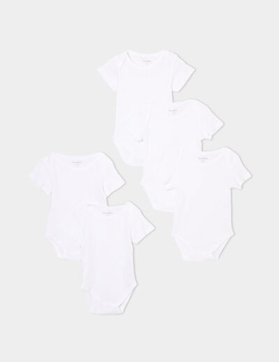 Lot 5 bodies US coton manches courtes blanc bébé