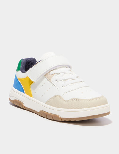 Tennis basses &agrave; scratchs bout renforc&eacute; multicolore gar&ccedil;on