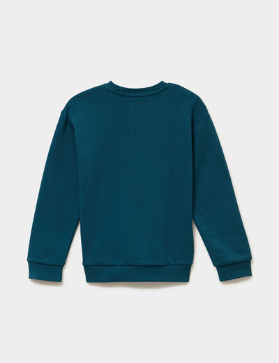 Sweat col rond oversize manches longues bleu canard gar&ccedil;on