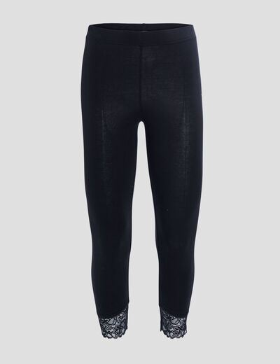 Legging 7/8ème empiècements dentelles noir femme grande taille