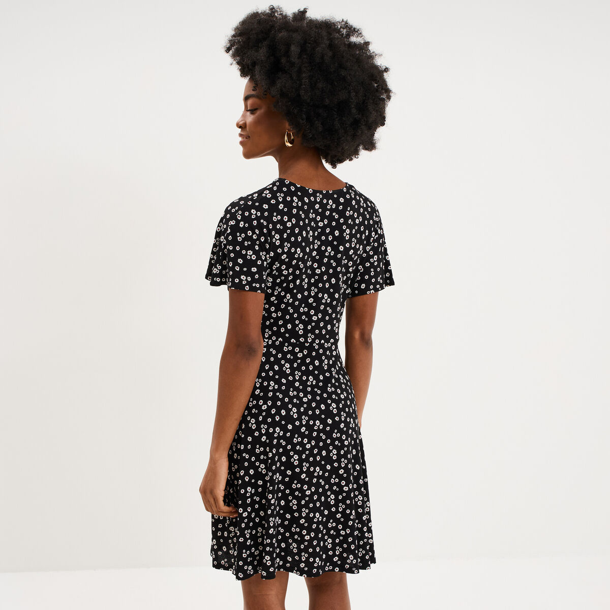 Robe fluide en maille longueur genou noir femme