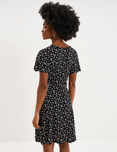 Robe fluide en maille longueur genou noir femme