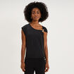 T-shirt asym&eacute;trique avec broche noir femme