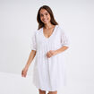 Robe broderie anglaise manches 3/4 blanc femme