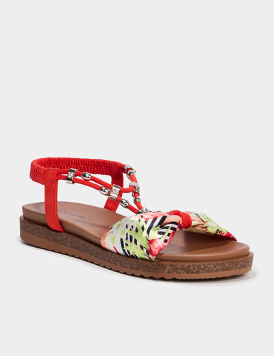 Sandales avec bride effet foulard rouge femme