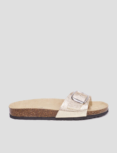 Mules effet métallisé jaune or femme