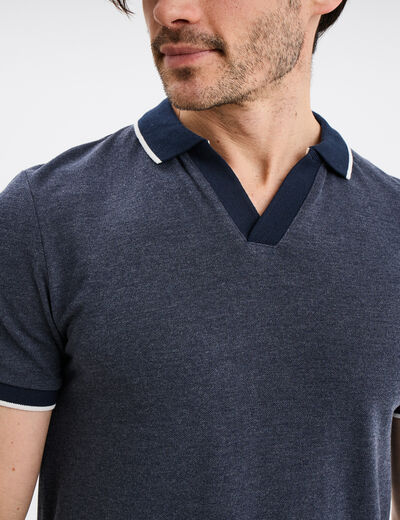 Polo droit manches courtes coton bleu marine homme