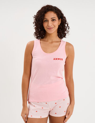D&eacute;bardeur droit coton rose femme