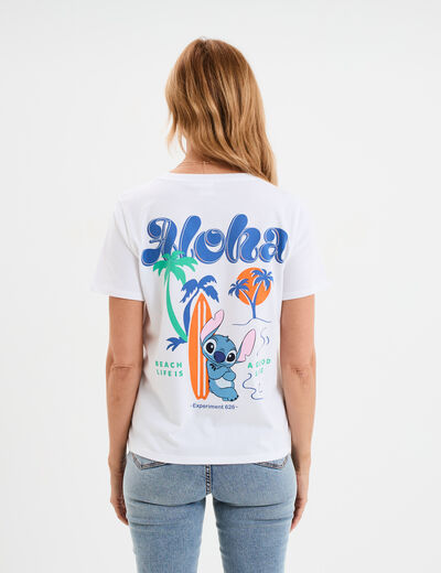 T-shirt manches courtes Stitch blanc femme