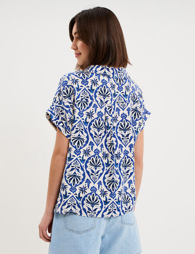 Chemise manches courtes 2 poches ecru femme