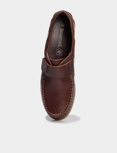 Chaussures bateau en cuir marron clair homme