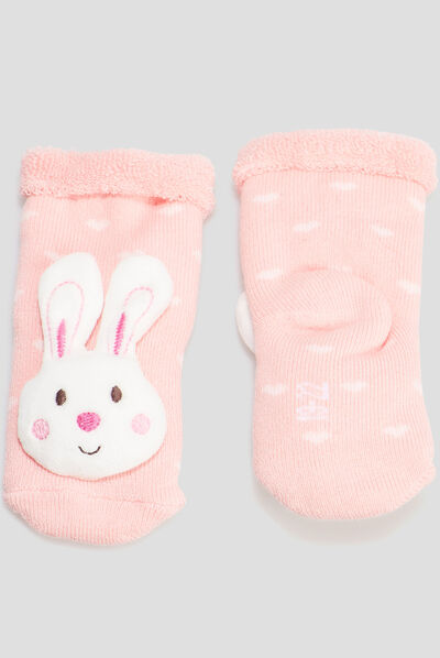 Chaussettes avec hochet rose bébé fille