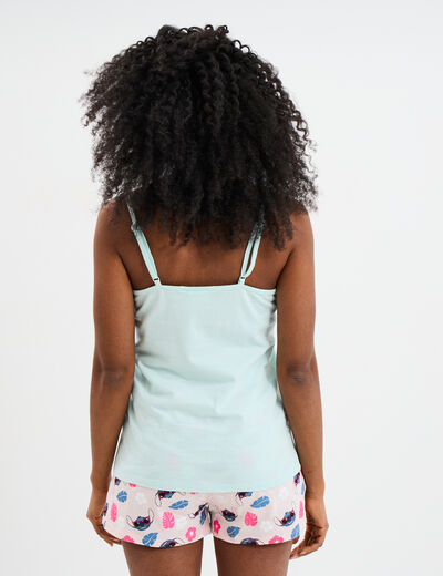 Ensemble pyjama short débardeur Stitch bleu turquoise femme
