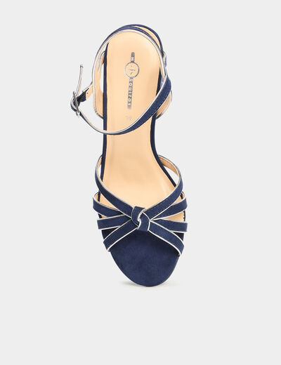 Sandales à talons effet suédine bleu marine femme