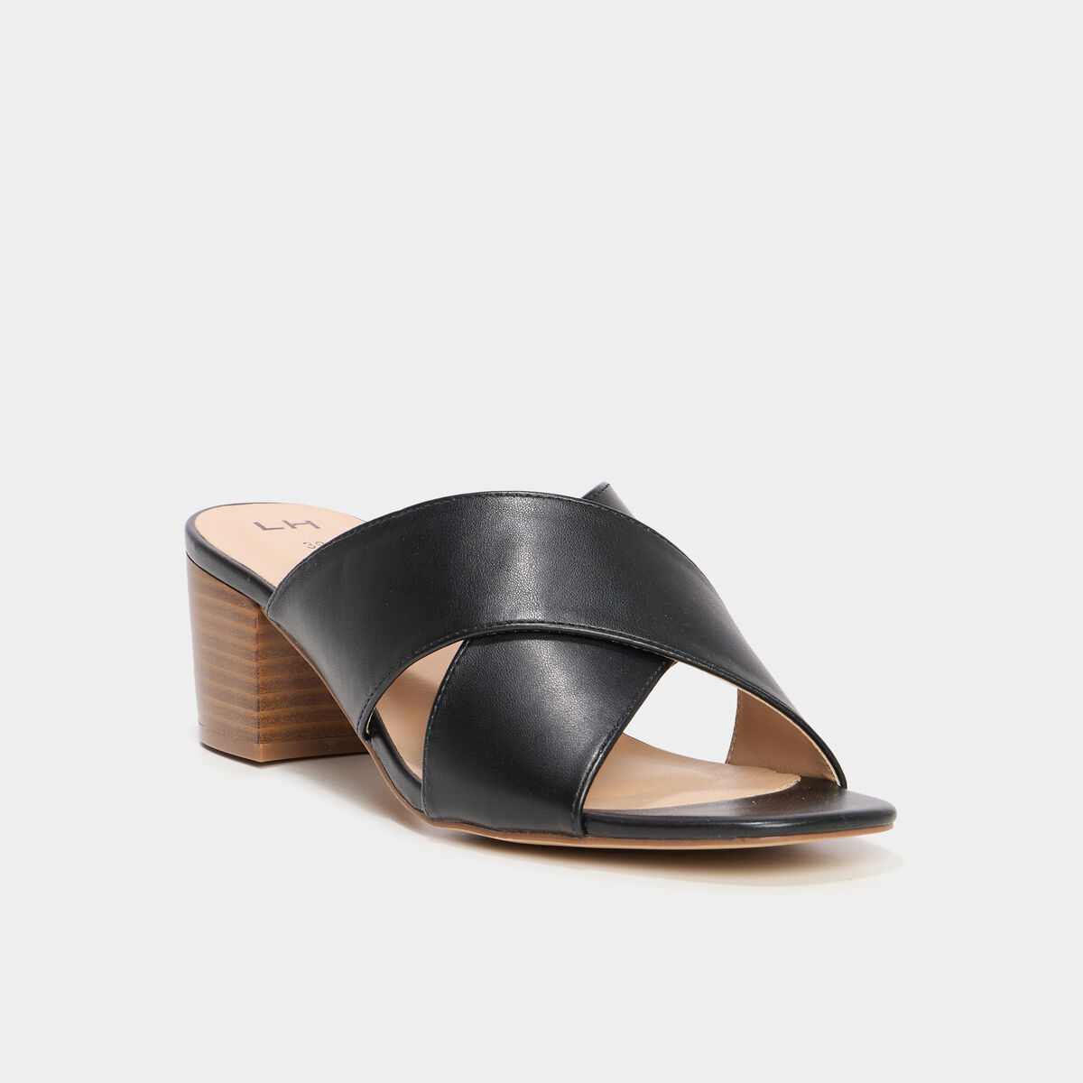 Mules &agrave; talons 5 cm brides crois&eacute;es noir femme