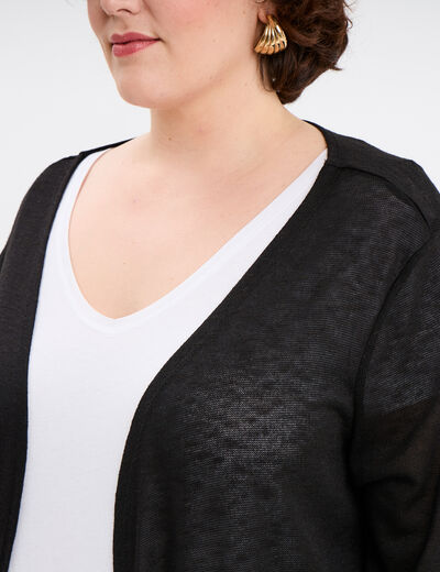 Gilet long manches longues noir femme grande taille