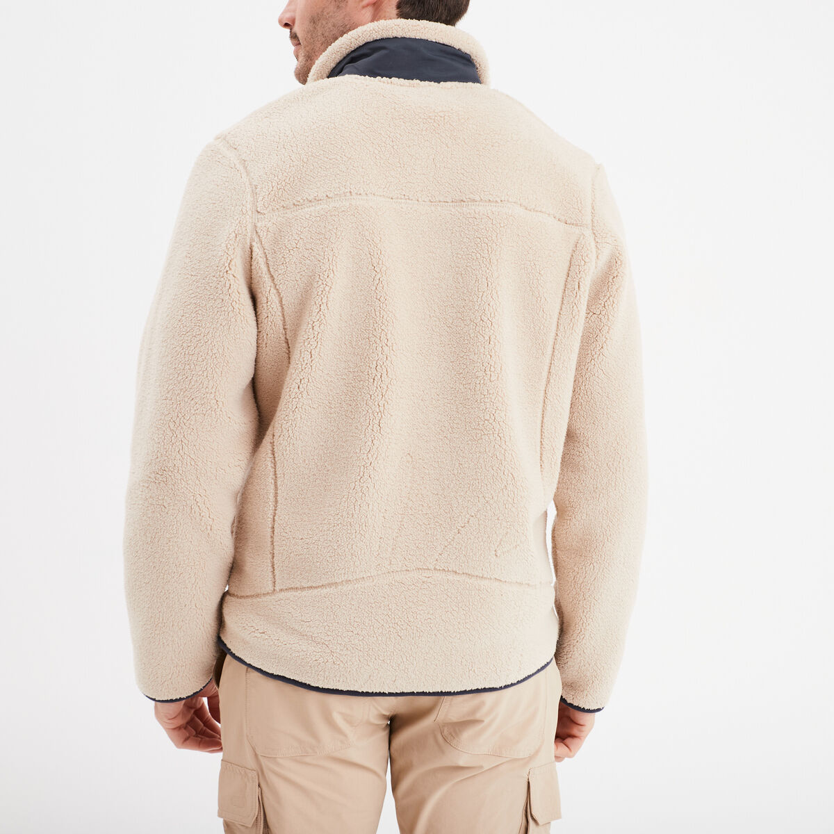 Veste effet sherpa zipp&eacute;e 3 poches beige homme