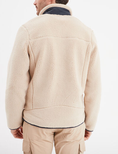 Veste effet sherpa zipp&eacute;e 3 poches beige homme