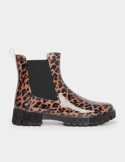 Bottes de pluie chelsea crant&eacute;es noir femme