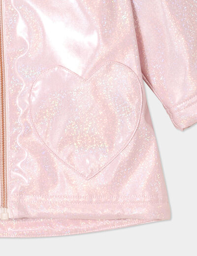 Coupe-vent imperméable à paillettes rose clair bébé fille