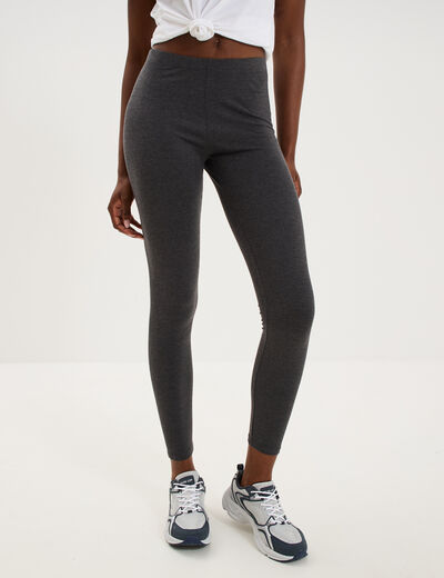 Legging taille haute gris fonc&eacute; femme