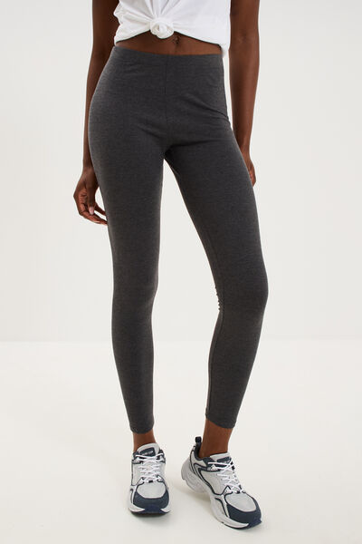 Legging taille haute gris fonc&eacute; femme