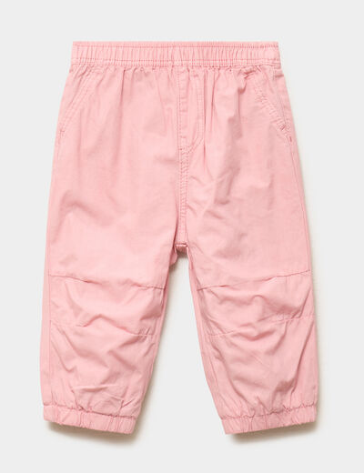 Pantalon jogger doublage coton rose poudr&eacute;e b&eacute;b&eacute; fille