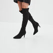 Cuissardes zipp&eacute;es effet su&eacute;dine noir femme