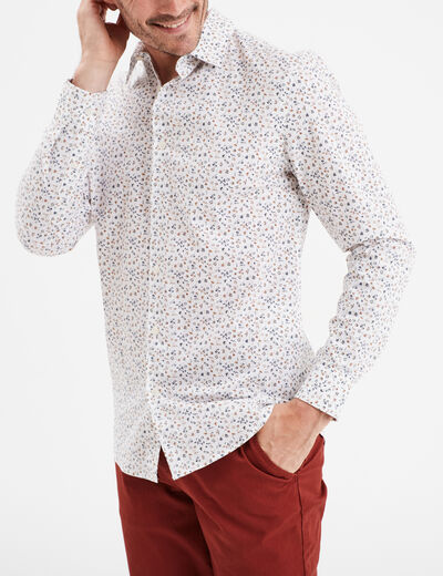 Chemise ajust&eacute;e manches longues ecru homme